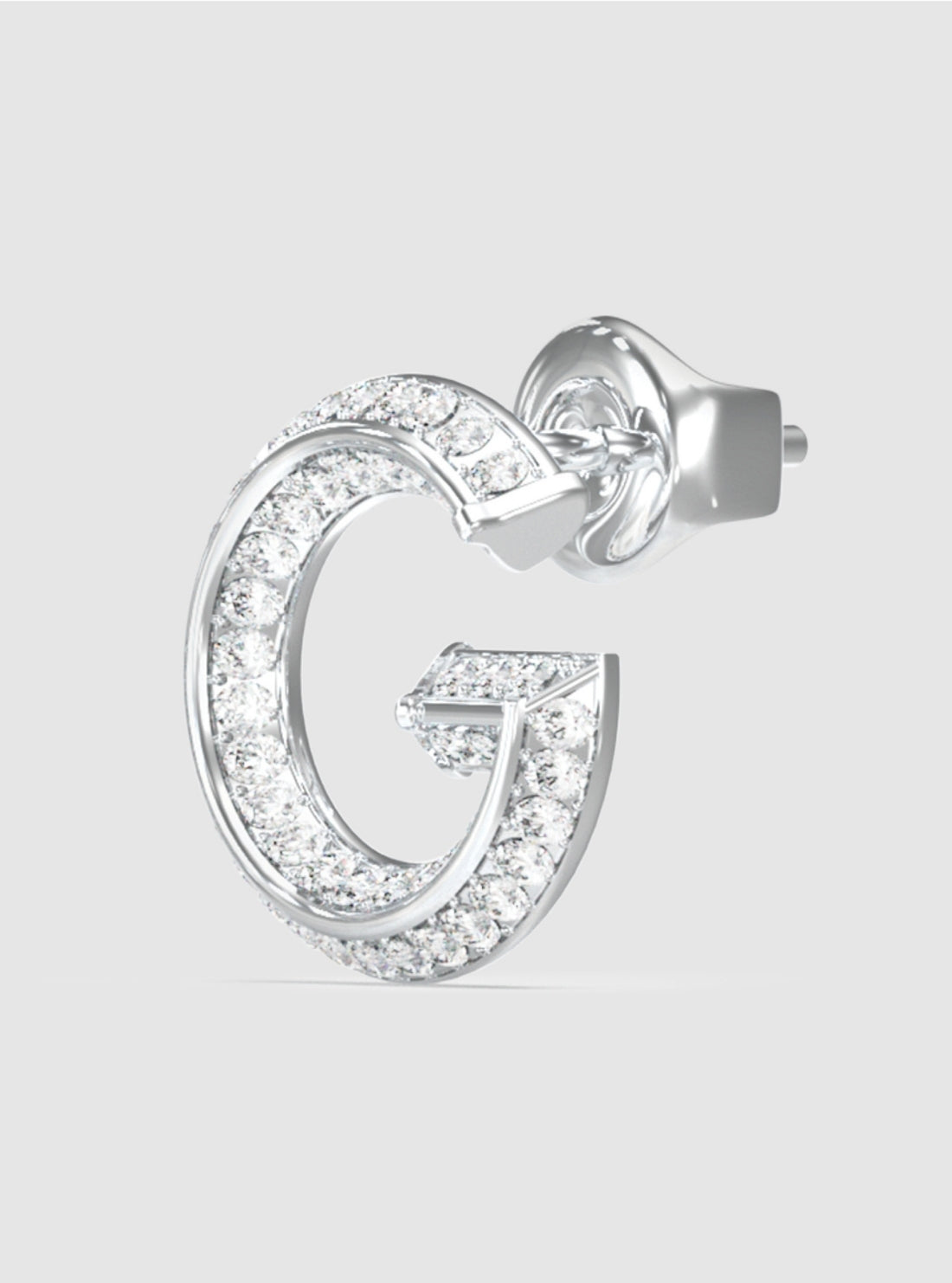 GUESS Accessories Silver G Pavé Stud Earrings JUBE05443JW Detail View