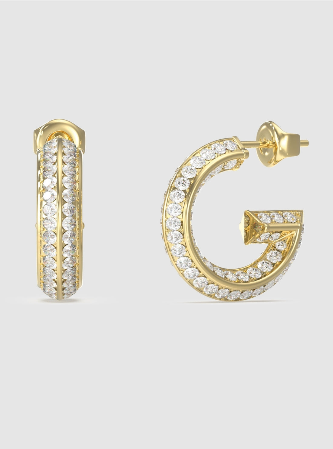 GUESS Accessories Gold G Pavé Hoop Earrings JUBE05444JW Front View