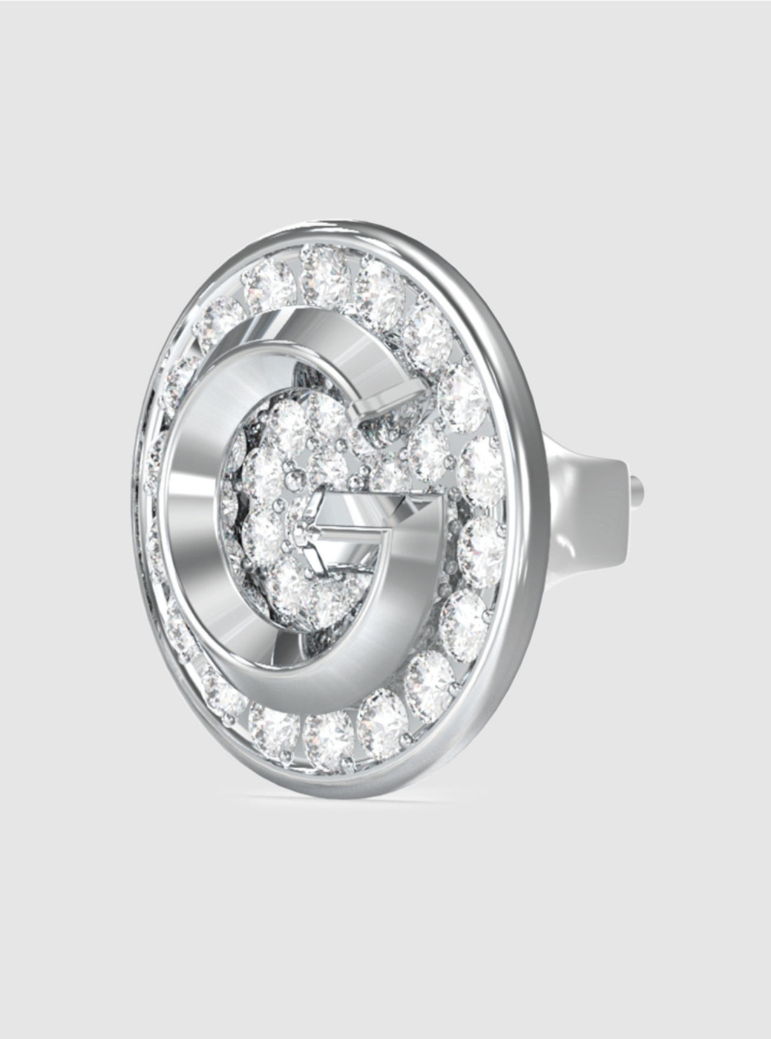 GUESS Accessories Silver G Coin Pavé Stud Earrings JUBE05448JW Detail View