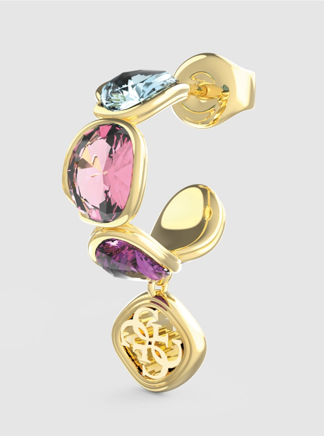 GUESS Accessories Multi Crystals Hoop Earrings JUBE05571JWYG Detail View