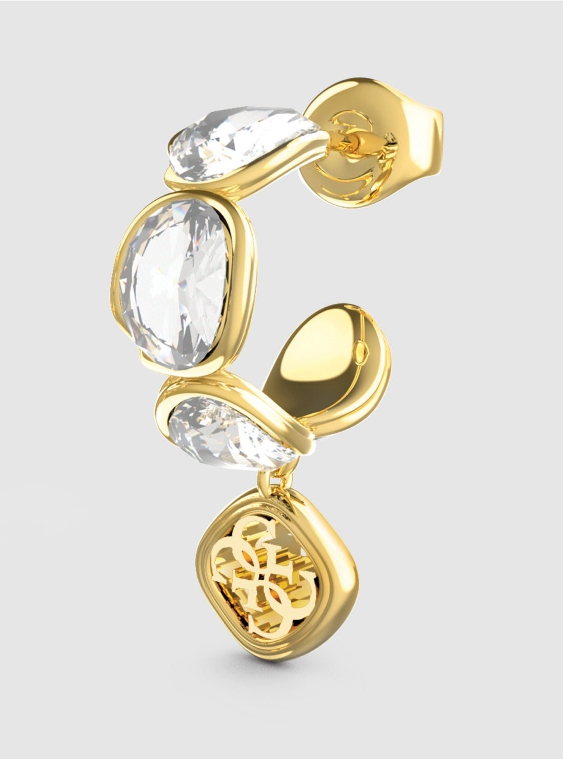 GUESS Accessories Gold Multi Crystals Hoop Earrings JUBE05571JW Detail View