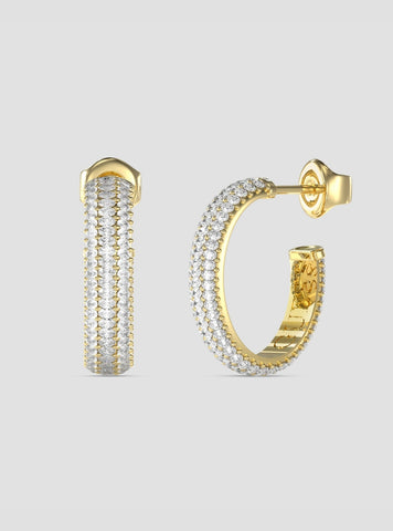 GUESS Accessories Gold Essenza Pavé Hoop Earrings JUBE06020JWYGT Front View
