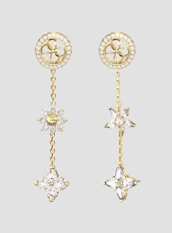 GUESS Accessories Gold 4G Crystals Pendant Earrings JUBE06036JWYGT Front View