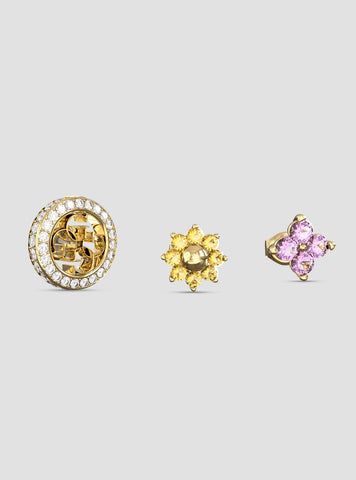 GUESS Accessories Gold Multi 4G Crystals Pendant Earrings JUBE06037JWYGMCT Front View