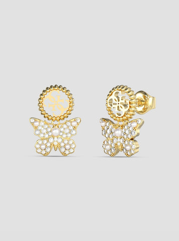 GUESS Accessories Gold Borboleta 4G Pendant Earrings JUBE06132JWYG Front View