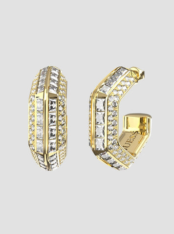 GUESS Accessories Gold Octagon Hoop Earrings JUBE06188JWYG Front View