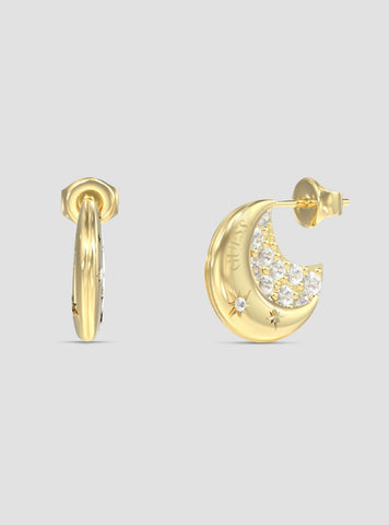 GUESS Accessories Gold Aurora Double Side Hoop Earrings JUBE06229JWYG Front View