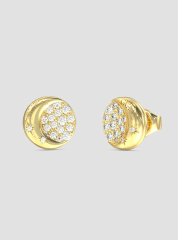 GUESS Accessories Gold Aurora Pavé Stud Earrings JUBE06240JWYG Front View