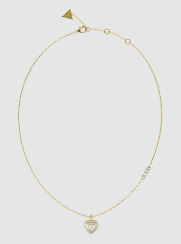 Gold Amami MOP Heart Necklace | GUESS Women's Jewellery | Front view