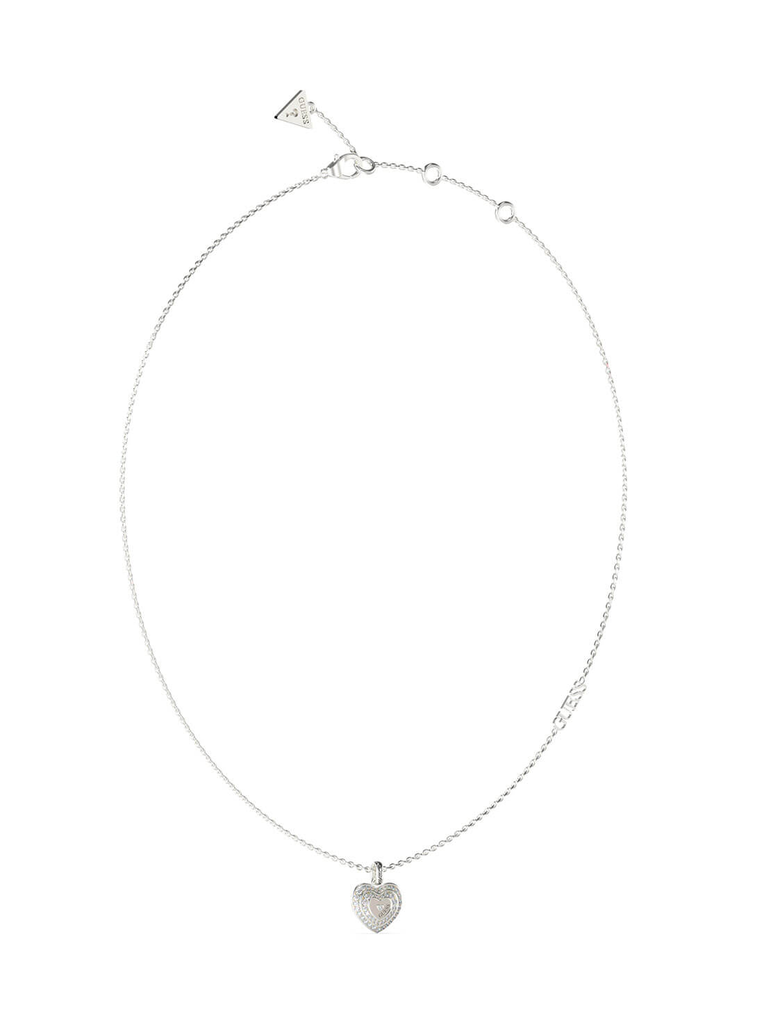 Silver Amami Crystal Heart Necklace | GUESS Women's Jewellery | front view