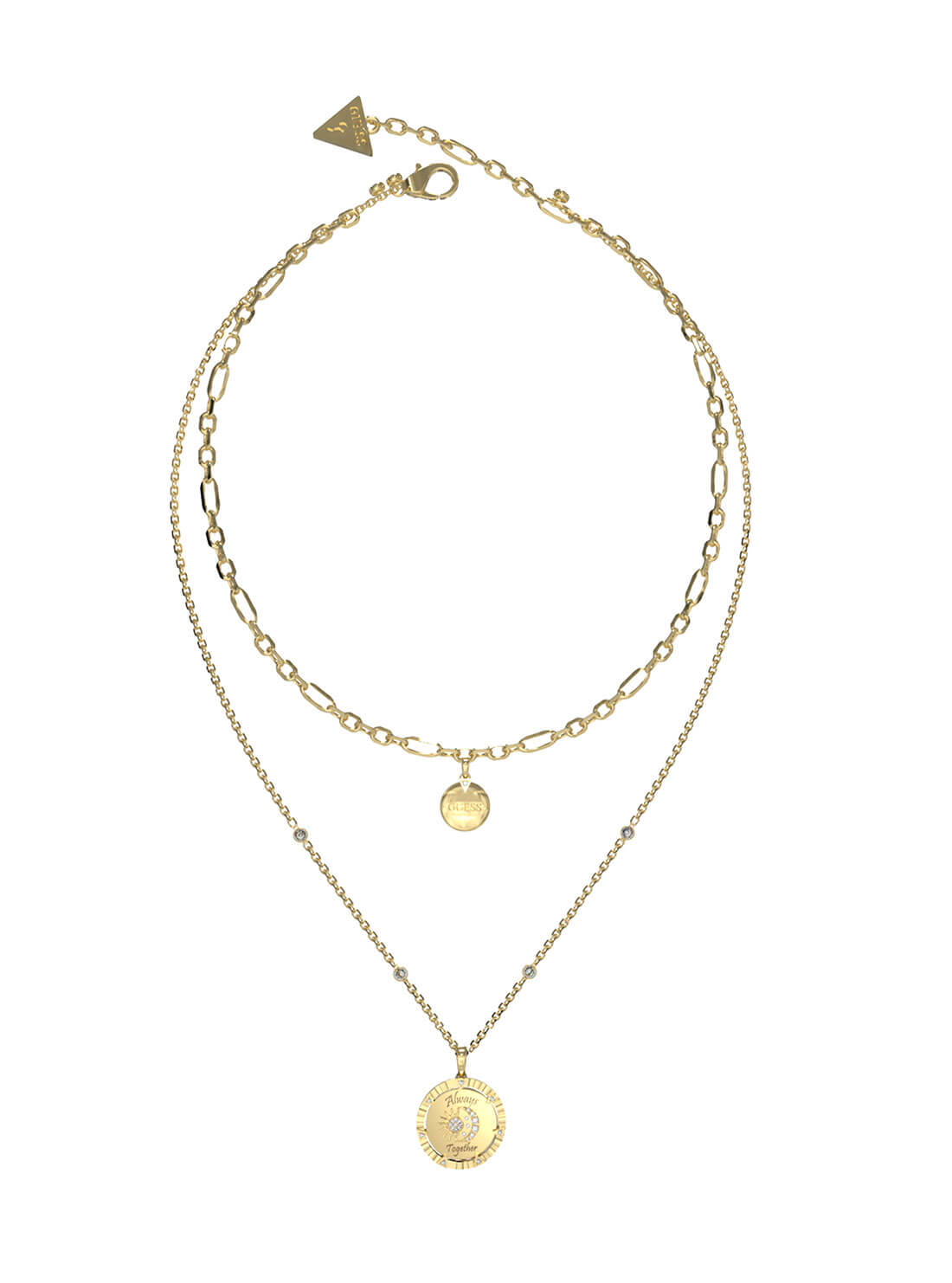 Gold All Of Us Moon Double Necklace GUESS Accessories