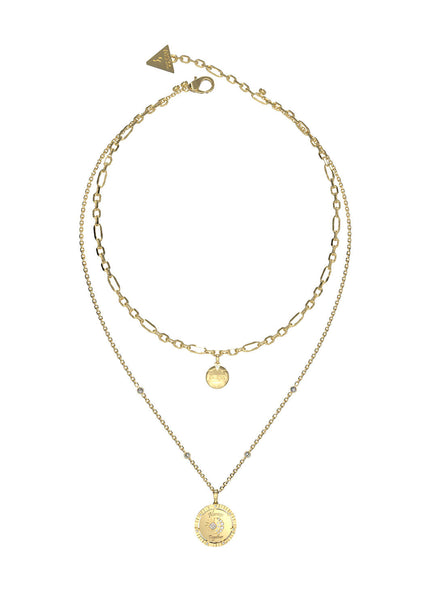 Gold All Of Us Moon Double Necklace | GUESS Accessories