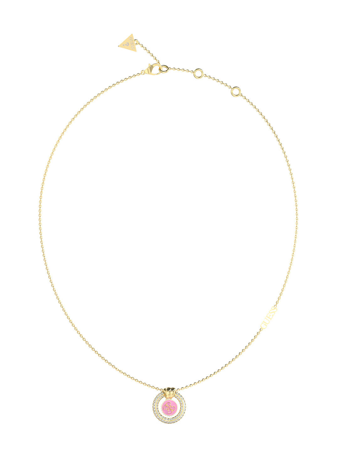 Gold Knot You Pink Crystal Necklace | GUESS Women's Jewellery | front view