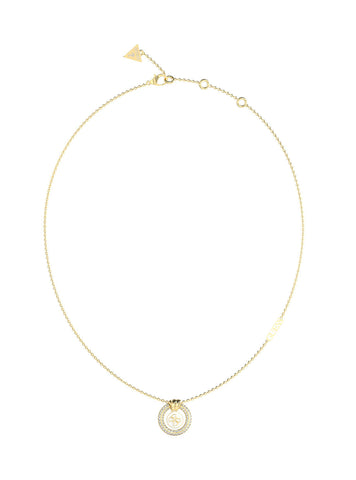 Gold Knot You White Crystal Necklace | GUESS Women's Jewellery | front view