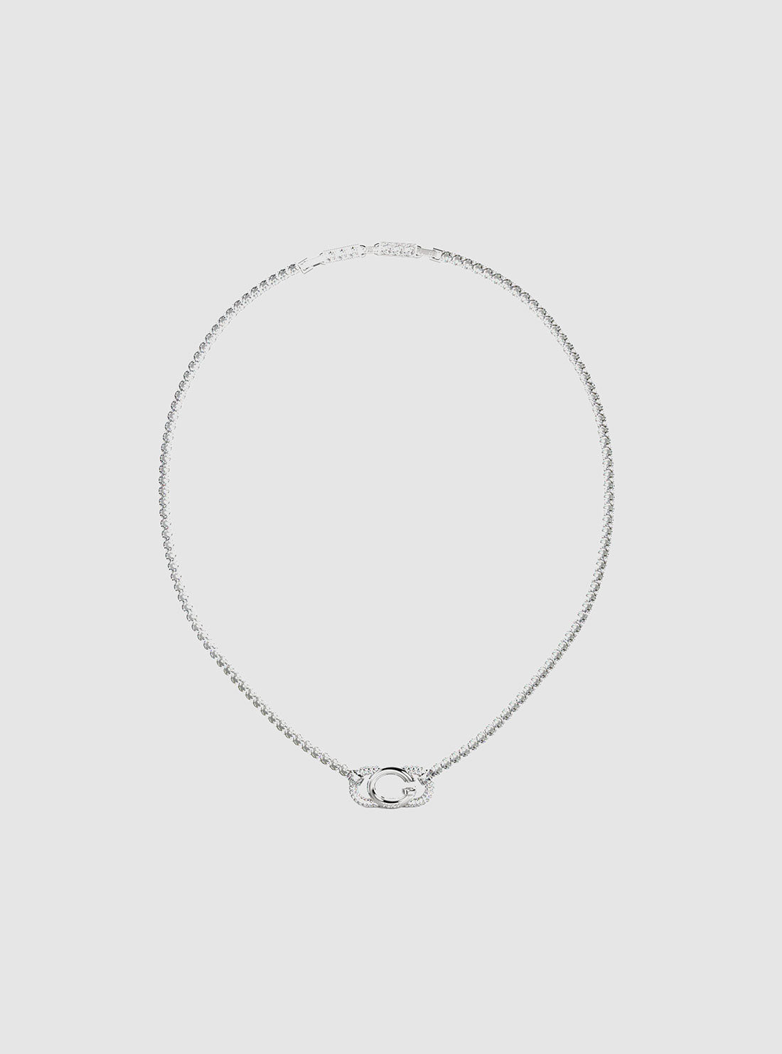 Silver G Logo Crystals Tennis Necklace