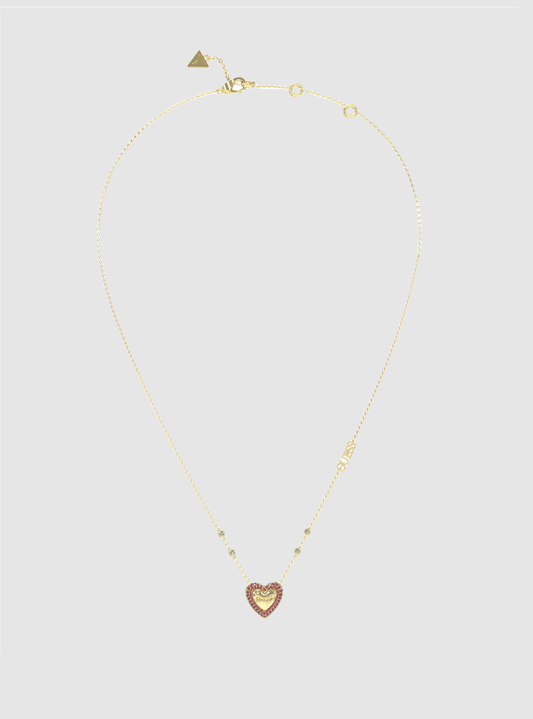 Gold Pink Pave Heart Necklace