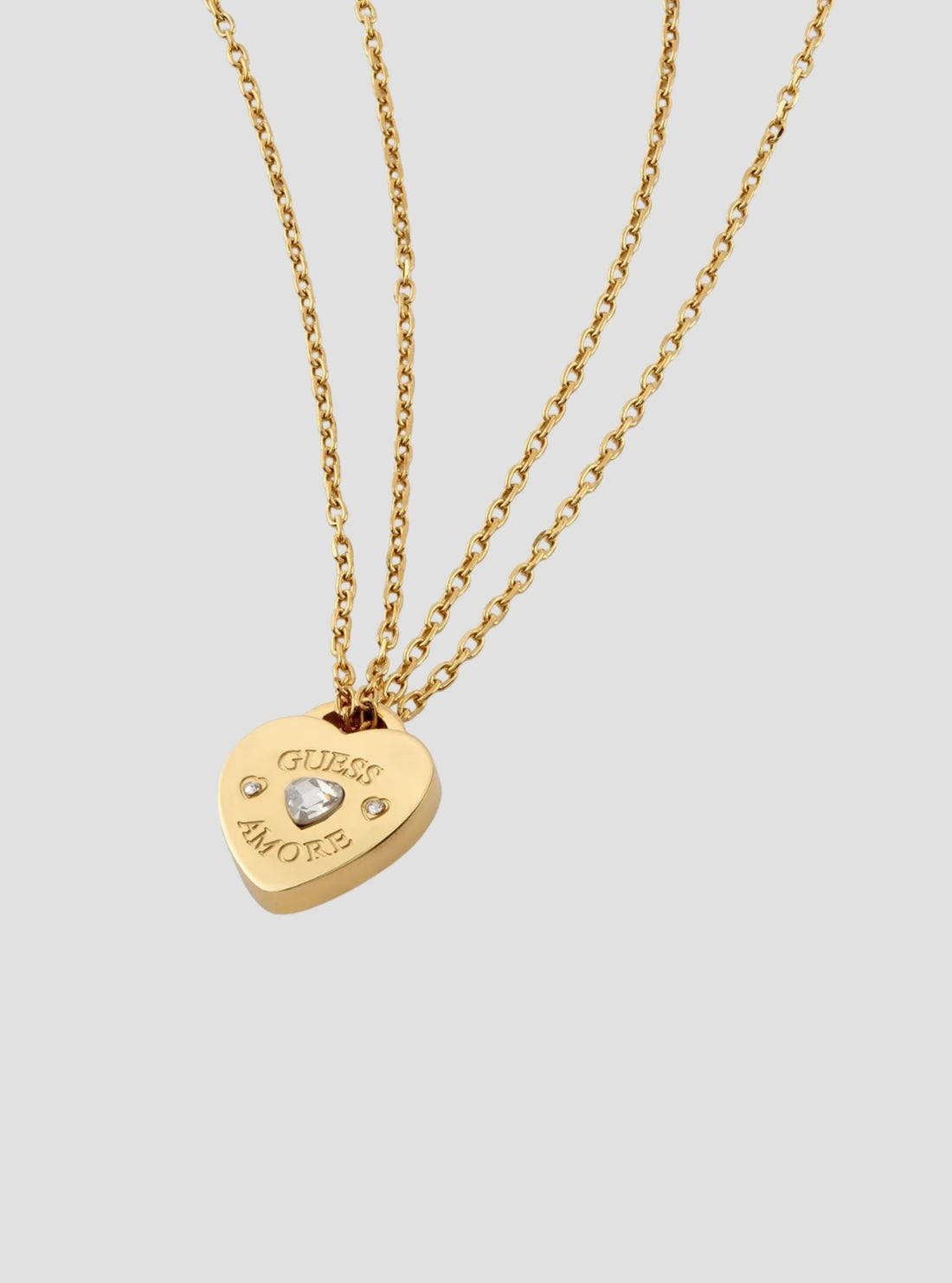GUESS Accessories Gold Heart Charm Necklace JUBN05056JWYGT Detail View