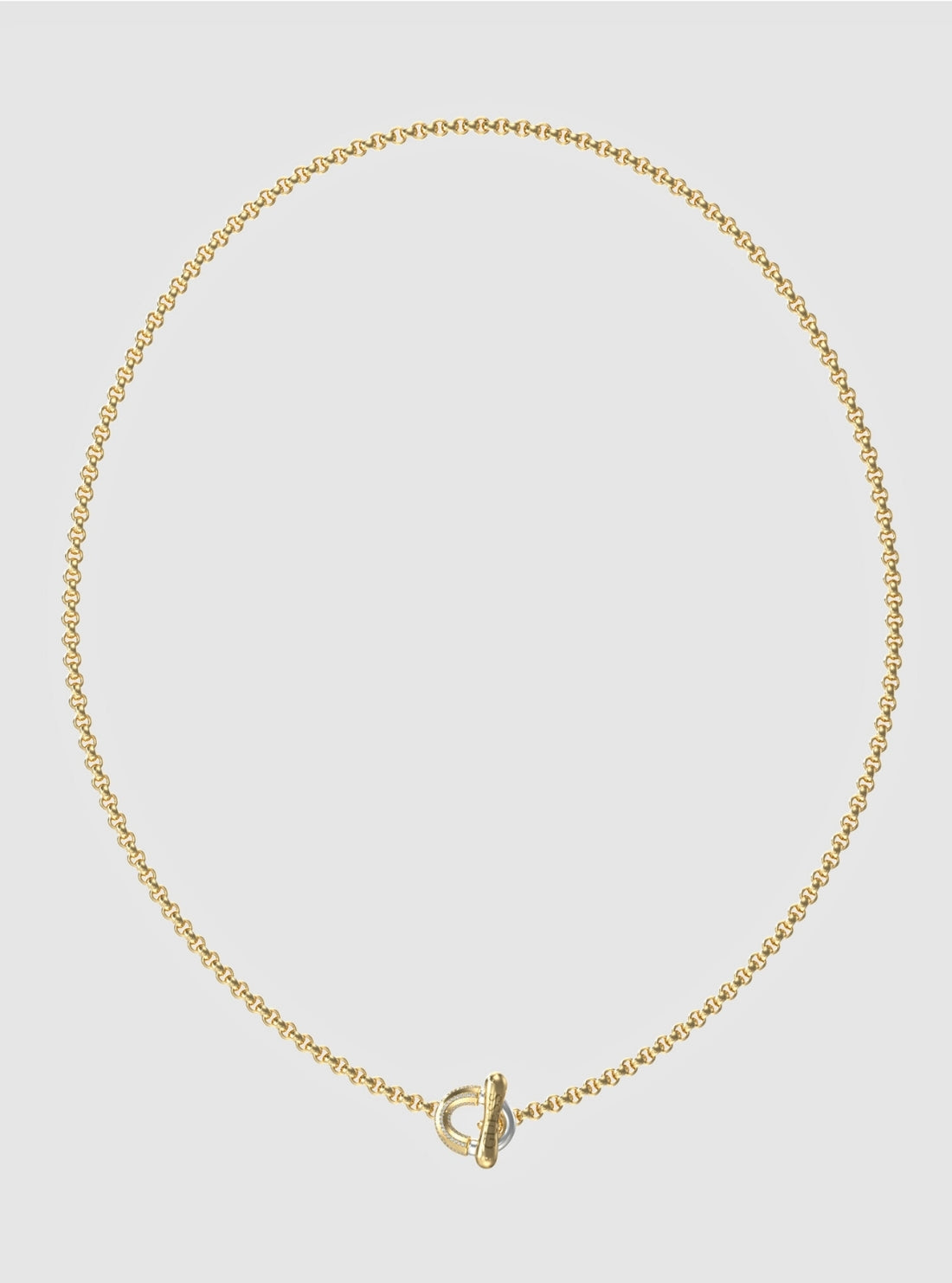 GUESS Accessories Gold Link Pavé T-Bar Necklace JUBN05371JWYG Front View
