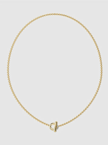 GUESS Accessories Gold Link Pavé T-Bar Necklace JUBN05371JWYG Front View