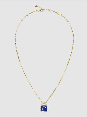 GUESS Accessories Gold Mini Padlock Necklace JUBN05411JWYG Front View