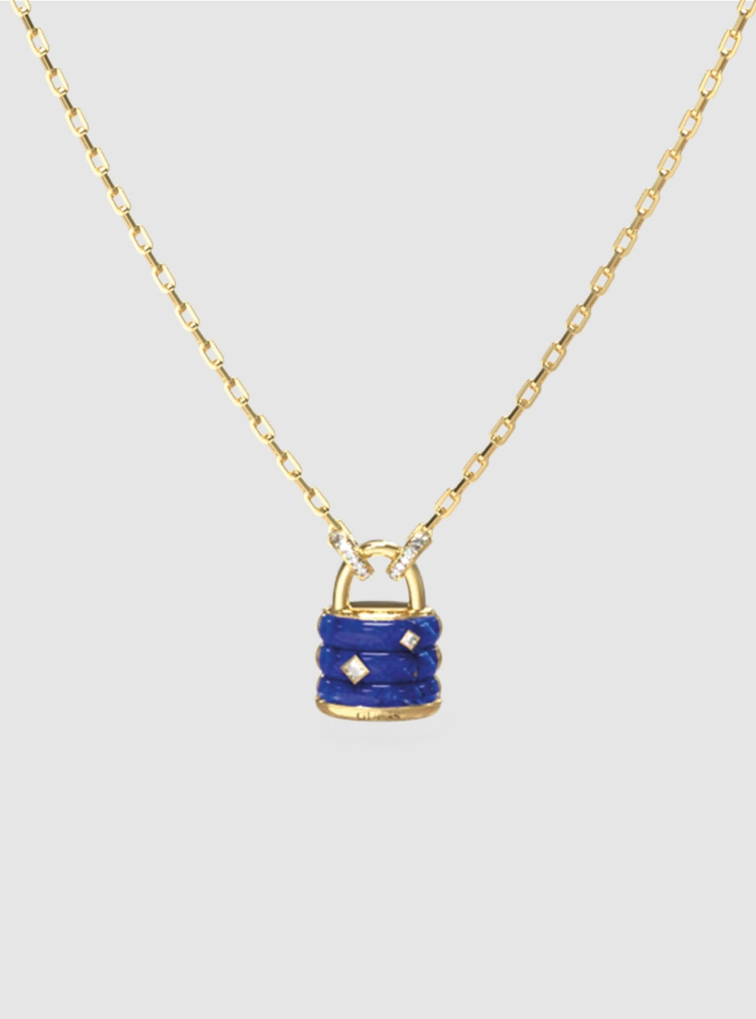 GUESS Accessories Gold Mini Padlock Necklace JUBN05411JWYG Detail View