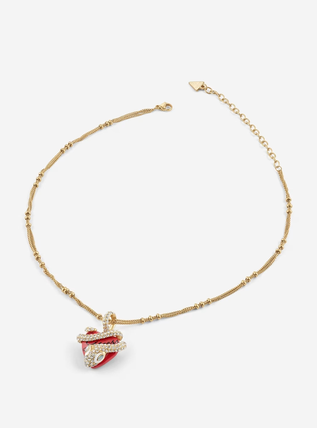GUESS Womens Gold Heart and Snake Charm Necklace JUBN05474JWYG Front View