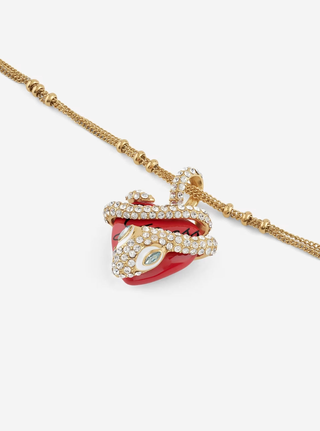GUESS Womens Gold Heart and Snake Charm Necklace JUBN05474JWYG Detail View