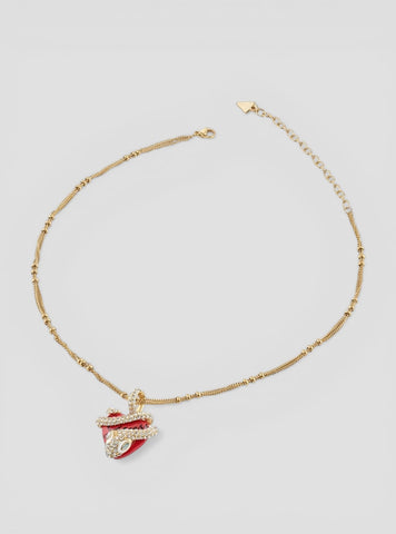 GUESS Womens Gold Heart and Snake Charm Necklace JUBN05474JWYG Front View