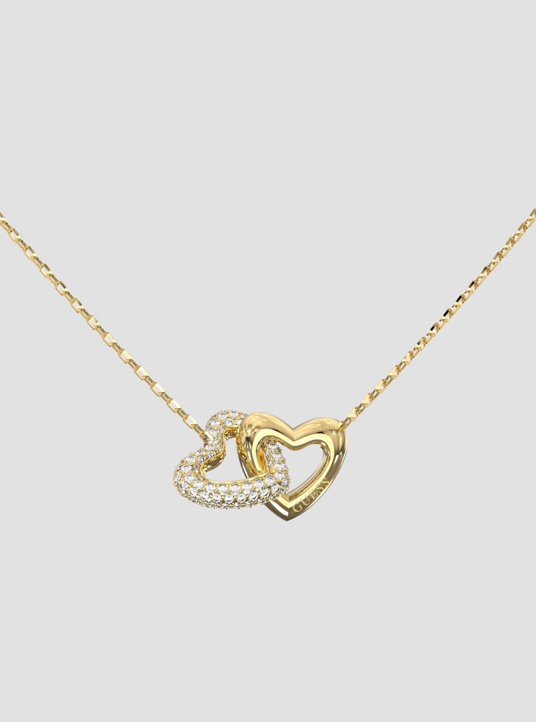GUESS Accessories Gold Heart Links Necklace JUBN06013JWYGT Front View
