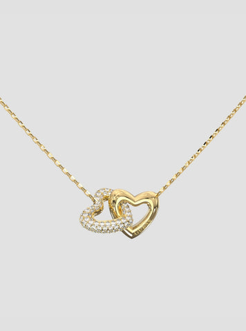GUESS Accessories Gold Heart Links Necklace JUBN06013JWYGT Front View