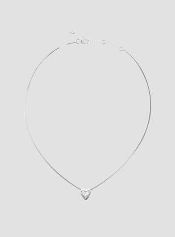 GUESS Accessories Silver Crystal Heart Necklace JUBN06016JWRHT Front View