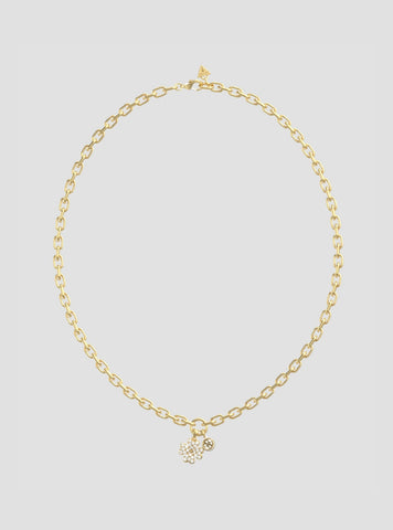GUESS Accessories Gold Lucky Charm Pavé Necklace JUBN06043JWYGT- Front View