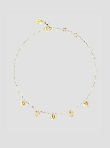 GUESS Accessories Gold Heart Charms Necklace JUBN06081JWYGT Front View