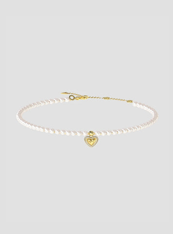 GUESS Accessories Gold Pavé Heart Choker JUBN06090JWYGT Front VIew
