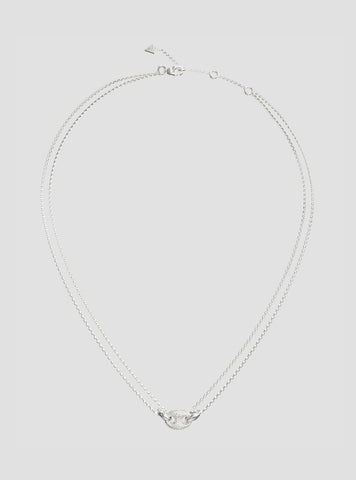 GUESS Accessories Silver Marine Pavé Link Necklace JUBN06220JWRH Front View