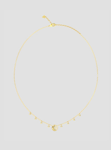 GUESS Accessories Gold Aurora Pavé Fringe Necklace JUBN06238JWYG Front View