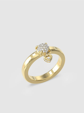 GUESS Accessories Gold Mini Heart Charm Ring JUBR05470JW Front View