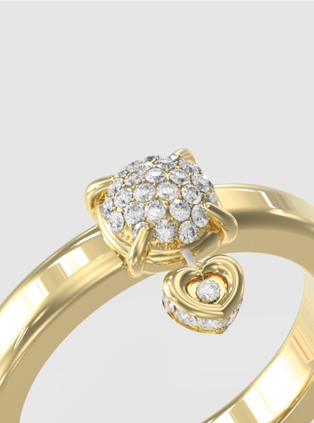 GUESS Accessories Gold Mini Heart Charm Ring JUBR05470JW Detail View