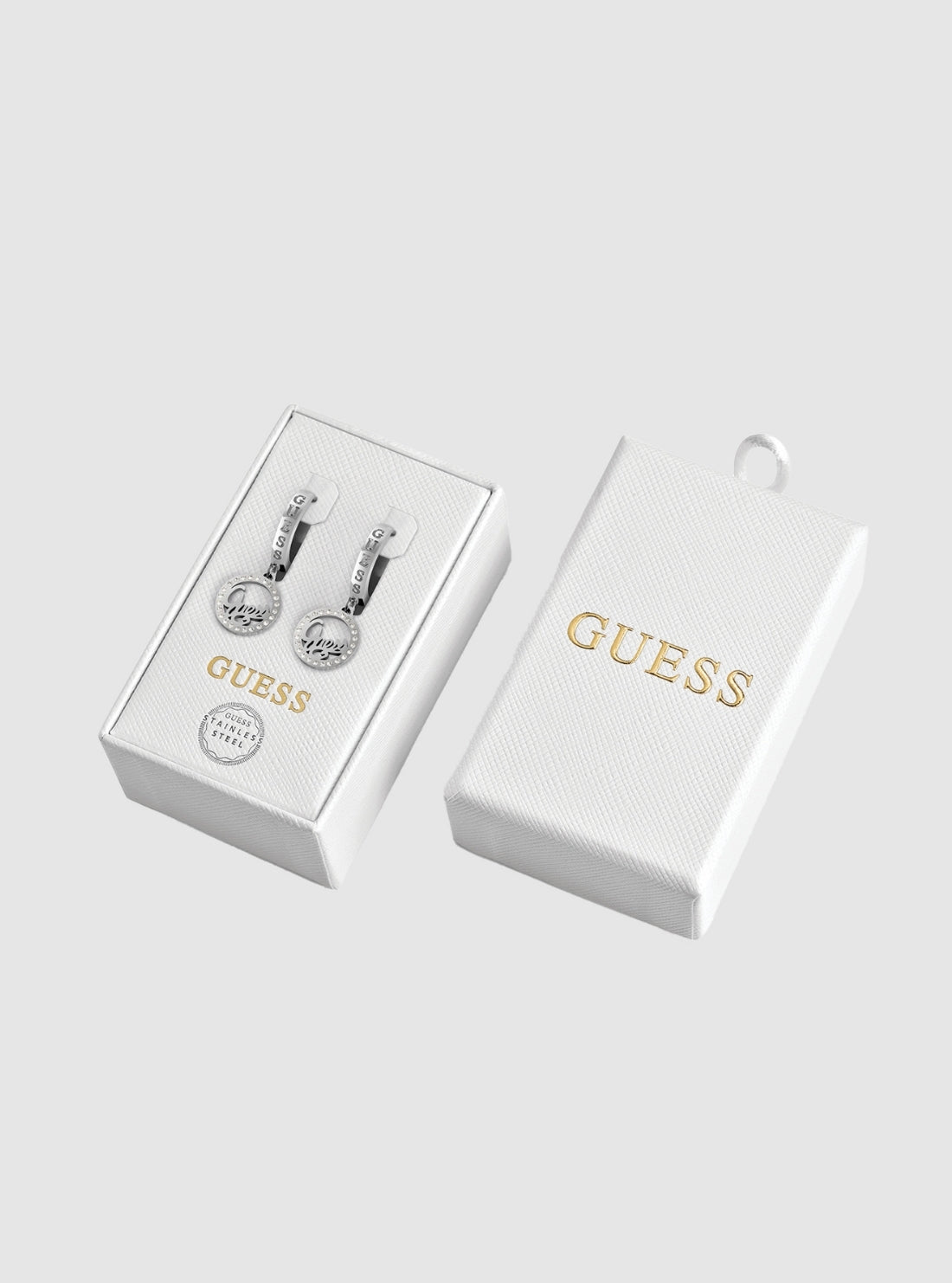 GUESS Accessories Silver Circle Crystal Earrings JUBS01801JW Detail View