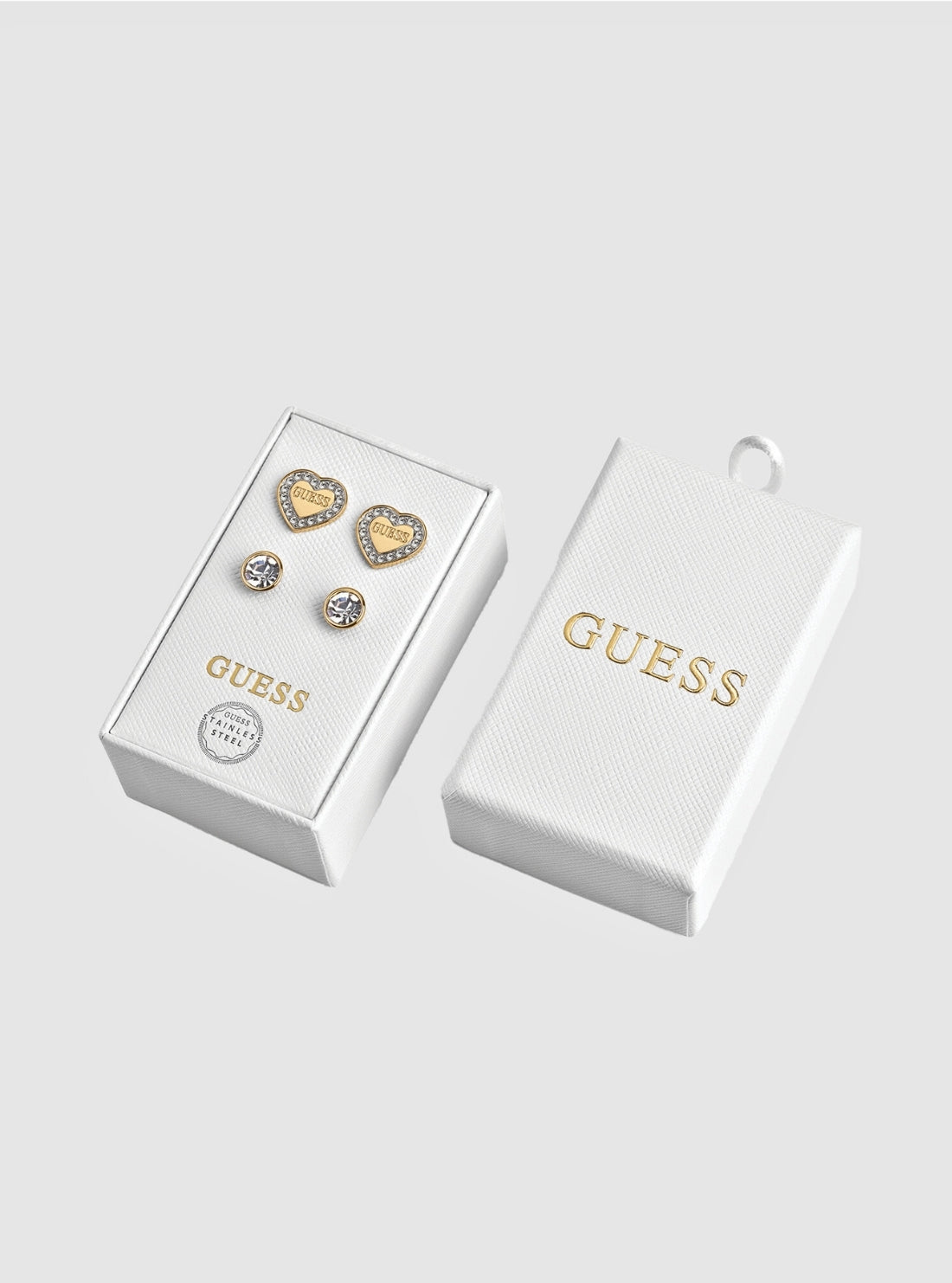 GUESS Accessories Gold Heart and Stud Earrings Set JUBS01802JW Detail View