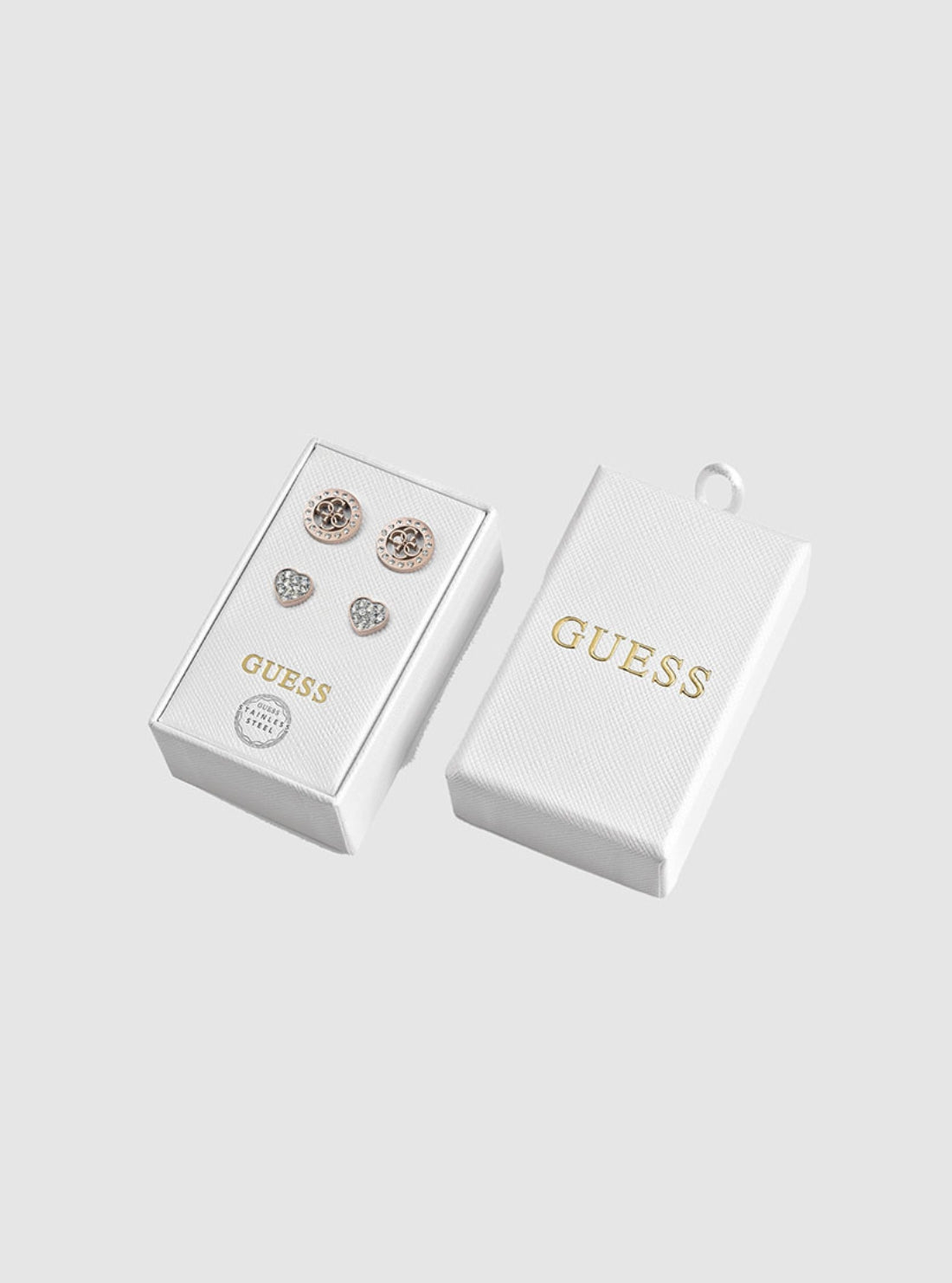 GUESS Accessories Rose Gold Crystal Stud 2 Piece Set JUBS01804J Front View