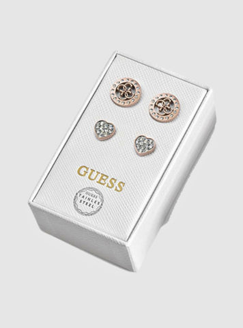 GUESS Accessories Rose Gold Crystal Stud 2 Piece Set JUBS01804J Front View