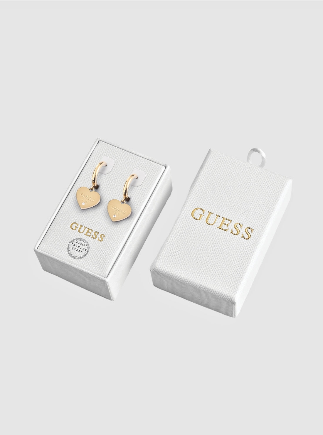 GUESS Accessories Gold Plain Heart Earrings JUBS01821JW Detail View