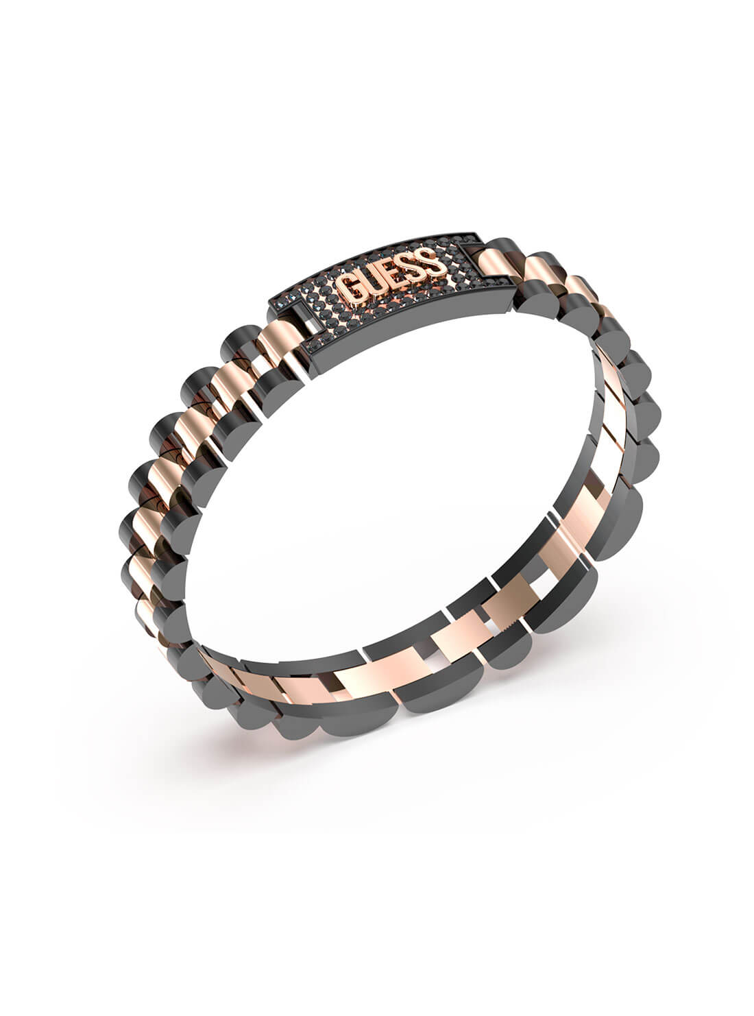 Rose Gold Logo Empire Chain Bracelet | GUESS Men's Jewellery | front view