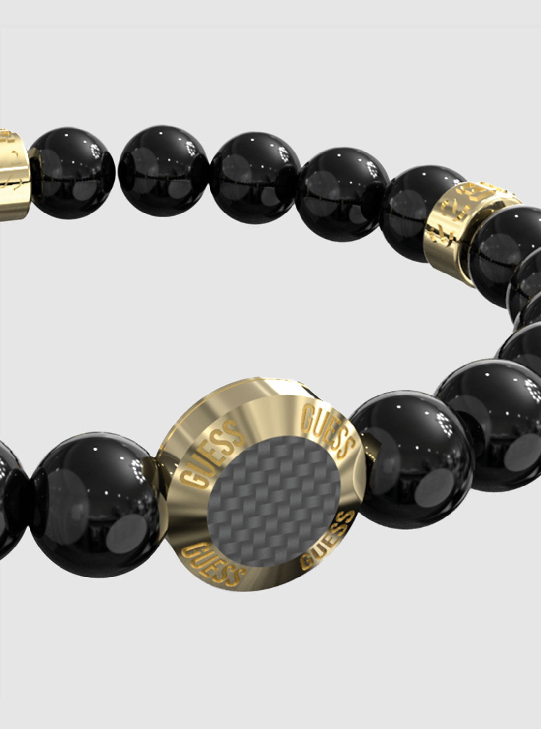 GUESS Accessories Gold Carbon Fibre Bead Bracelet JUMB04049JWYGBK Detail View