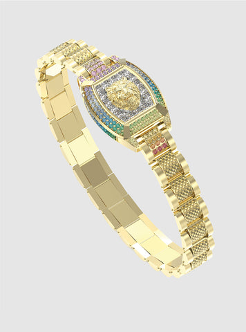 GUESS Accessories Gold Lion Pave Bracelet JUMB05032JWYG Front View