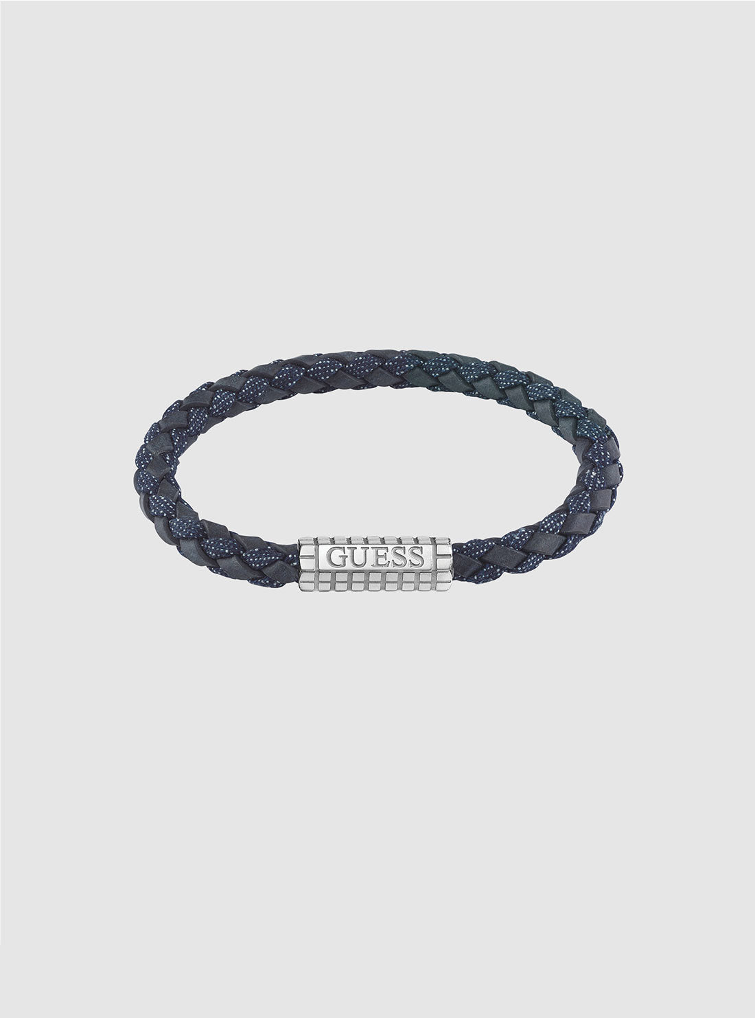 Silver Logo Leather Bracelet