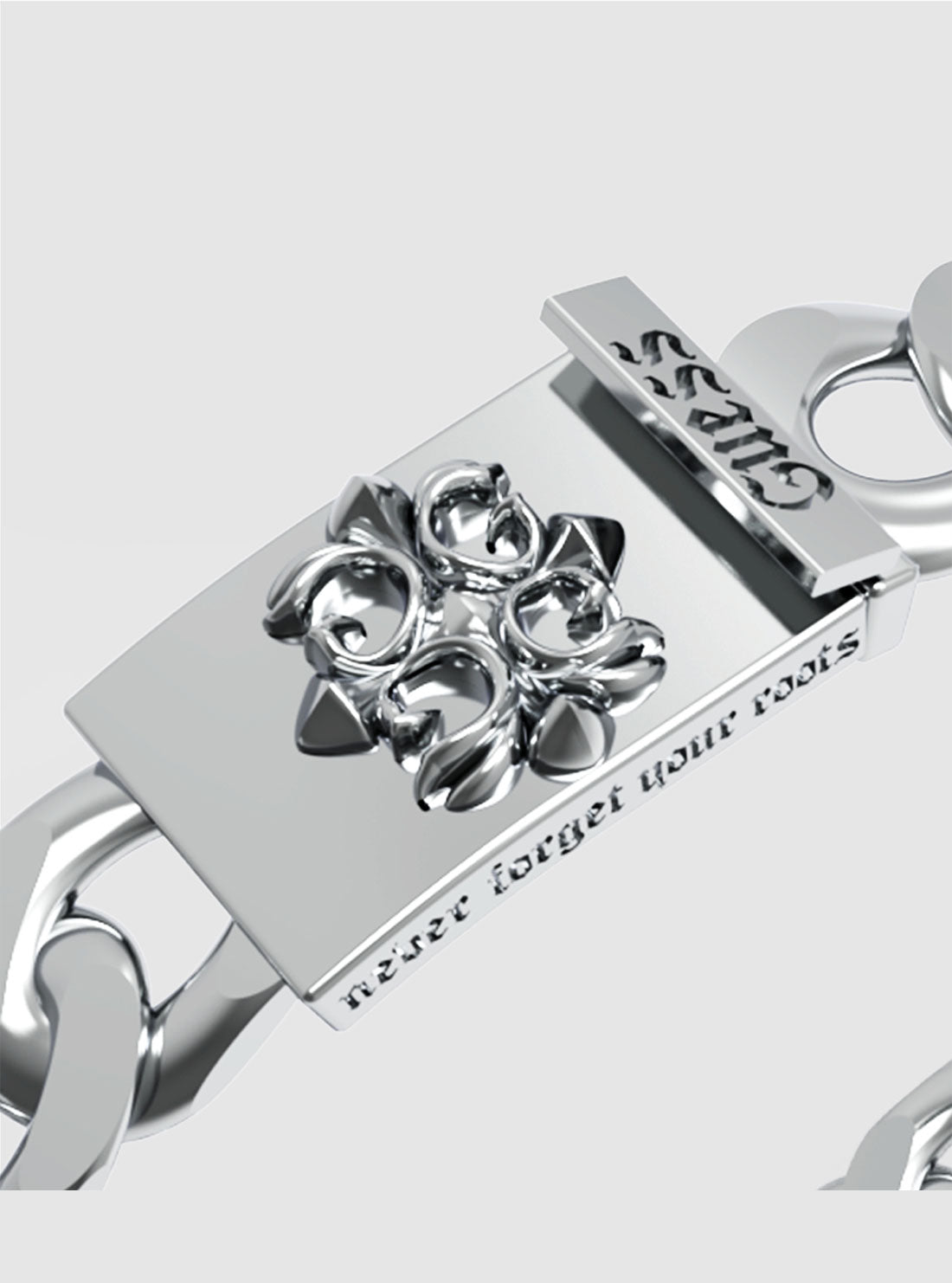 GUESS Womens Silver Rebel Curb Chain Bracelet JUMB05052JWASL Detail View
