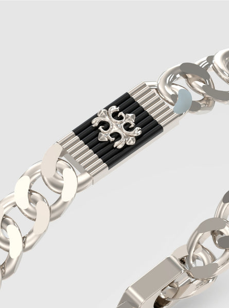 Silver Black Rebel Tag Bracelet | GUESS