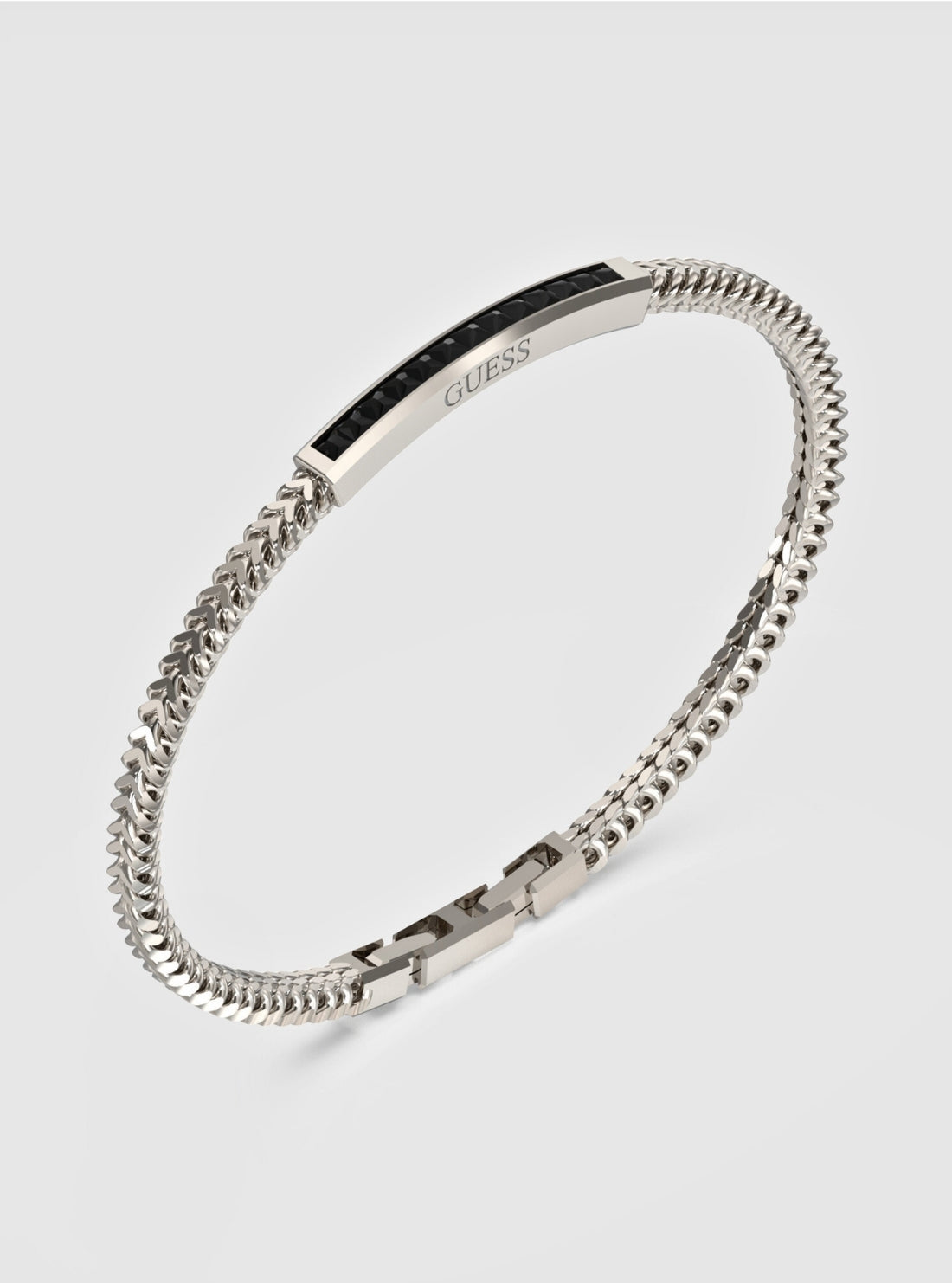 GUESS Accessories Silver Crystal Plate Bracelet JUMB05099JW Front View